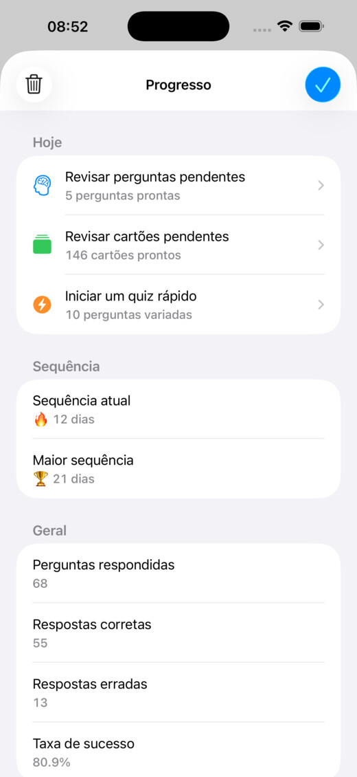 Progresso e sequência